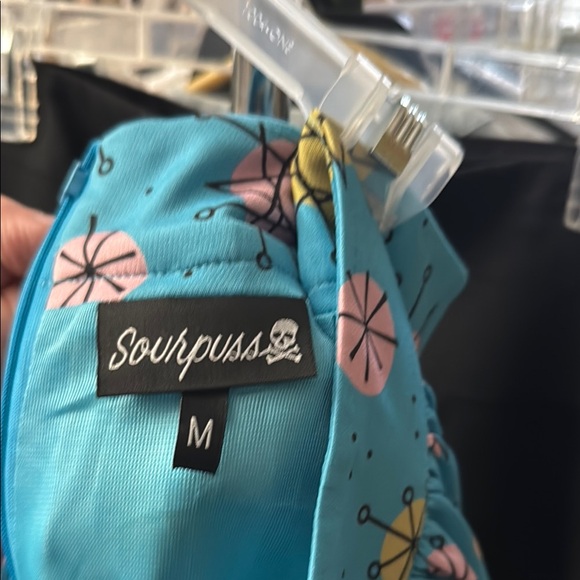 Sourpuss Blue A-Line Skirt with Retro Patterns - Picture 2 of 2